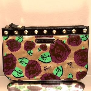 Betsey Johnson Gold Rose Clutch